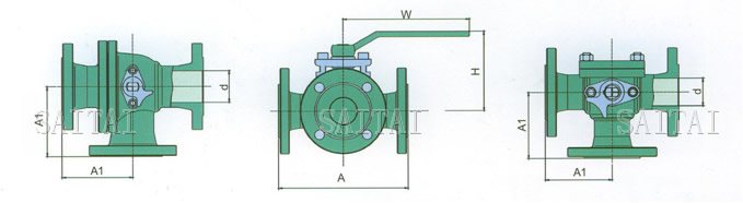 Dimensions and Weights of Four-Way Ball Valves