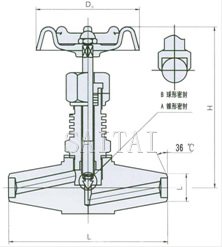 货号 EN4-18 J61Y/W高温高压对焊针型阀结构图
