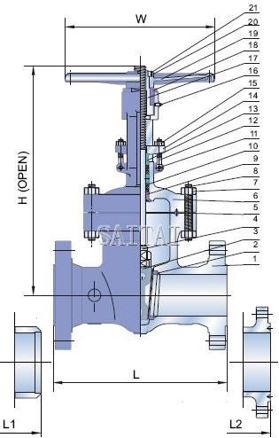 Materials of Cl 900, 1500 Lb Cast Steel Gate Valves