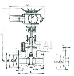 Z41H/KZ41Y/Z40H/KZ40Y型电动法兰楔式闸阀结构图