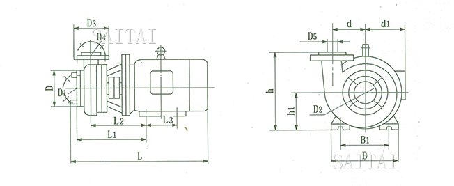 FSB-D短支架式氟塑料合金泵安装示意图