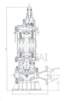 BQW25―17―3矿用型隔爆排污排沙潜水电泵外形尺寸图