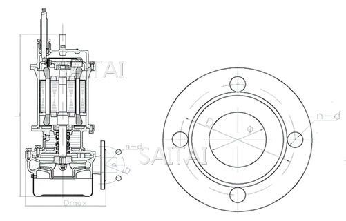 QXF25-9-1.1型全不锈钢潜水电泵外形尺寸图