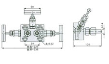 EN5-10 SF-2B型一体化三阀组外形尺寸图