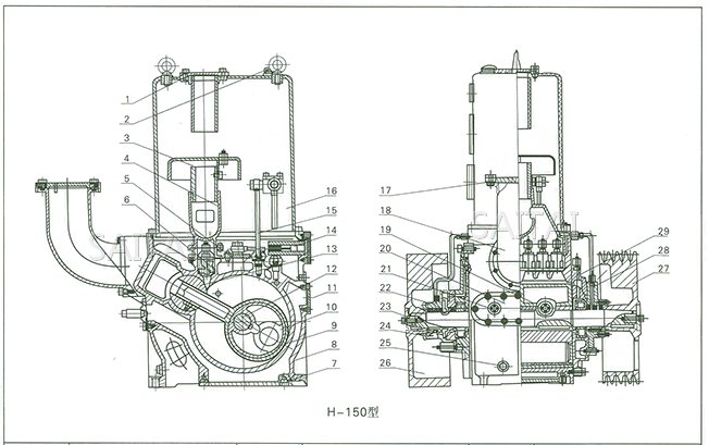H-150真空泵总装图
