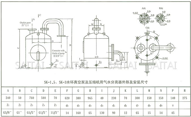 SK真空泵外形及安装尺寸图2