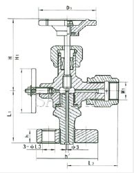J49H-1.6/32P型法兰式压力表针型阀结构图