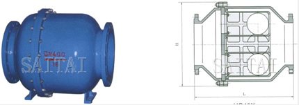 HQ45X双球微阻球形止回阀外形尺寸图