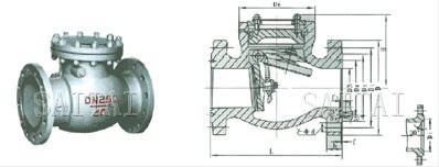 H44H/Y/W-160～250型　旋启式法兰止回阀外形尺寸图