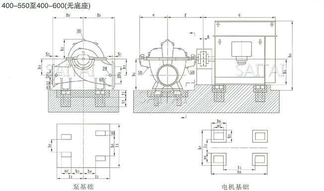 SOW中开泵(400-550 ~ 400-600)安装尺寸