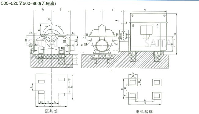 SOW中开泵(500-520 ~ 500-860)安装尺寸