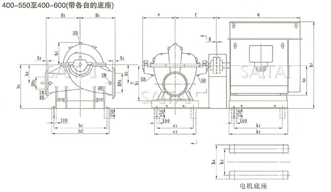 SOW中开泵(400-550 ~ 400-600)安装尺寸